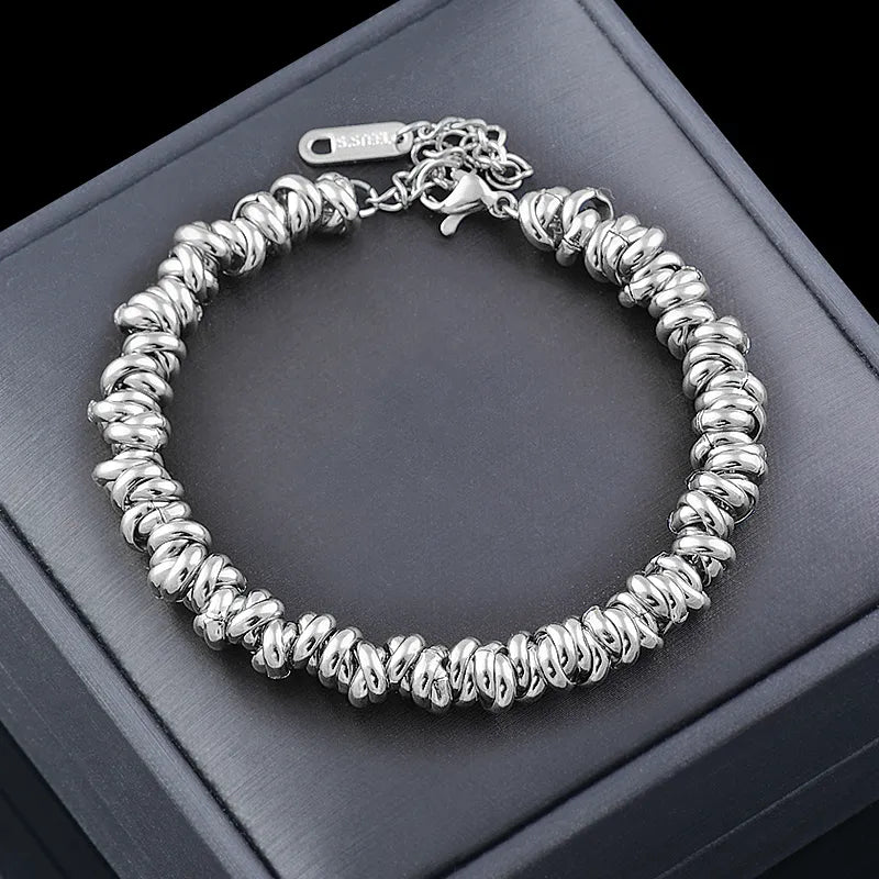 Bracelet chaîne perles dorées
