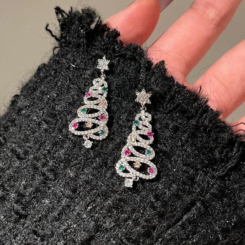 Boucles d'oreilles en pompons arbre de Noël