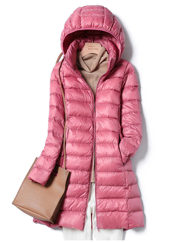 Veste polaire légère pour femmes | Veste en duvet ultra-légère et fine avec capuche amovible