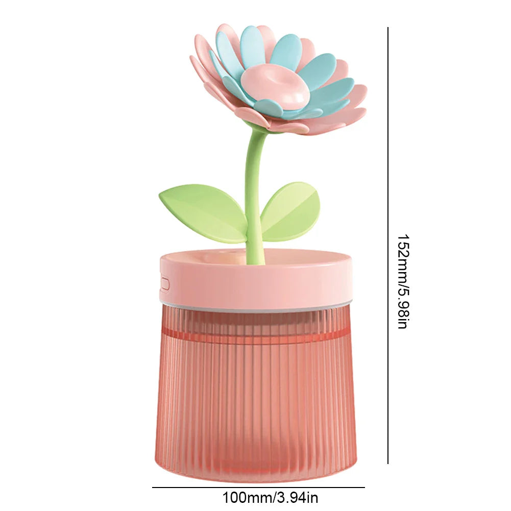 AquaLuxe Serenity Mist Humidificateur | Design floral apaisant avec 7 couleurs LED vives, fonctionnement ultra-silencieux et arrêt automatique pour une ambiance relaxante dans la chambre de bébé.