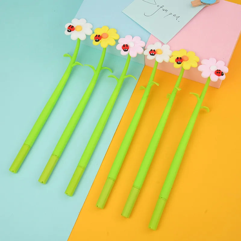 3x stylos gel en forme de fleur | Stylos | Fournitures d'écriture Kawaii pour enfants ou comme petits prix