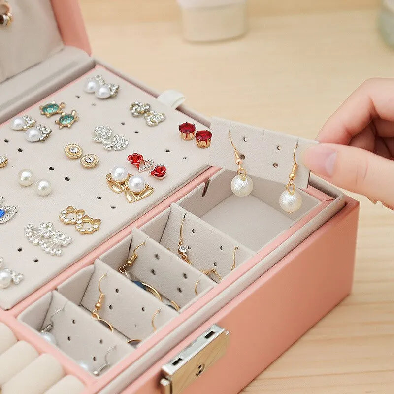 Boîte à bijoux en cuir à double couche