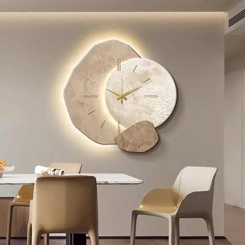 LuxeAura Horloge Murale Élégante | Design moderne avec éclairage d'ambiance et créativité