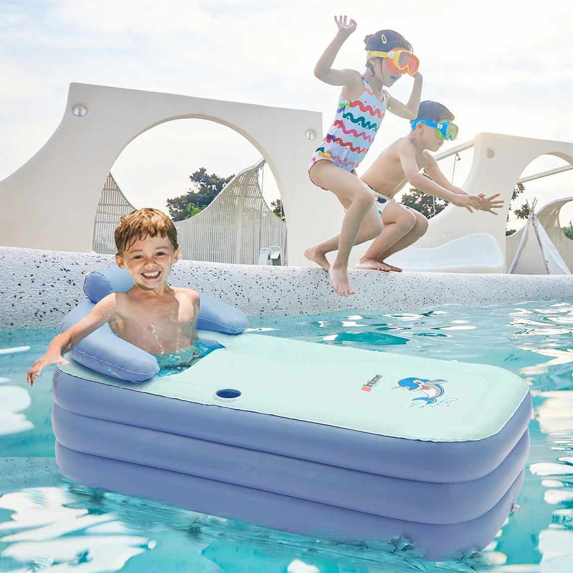 Baignoire Gonflable pour Bébé avec Support Coussin – Piscine Confortable et Sûre pour Bébé
