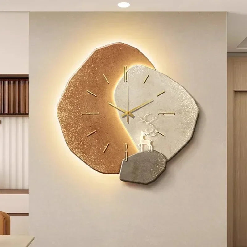 LuxeAura Horloge Murale Élégante | Design moderne avec éclairage d'ambiance et créativité