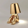 LuxeLoom Lampe de table Thinking Man Little Golden Man | Veilleuse rechargeable & Ornement décoratif d'inspiration italienne pour la décoration de la chambre à coucher