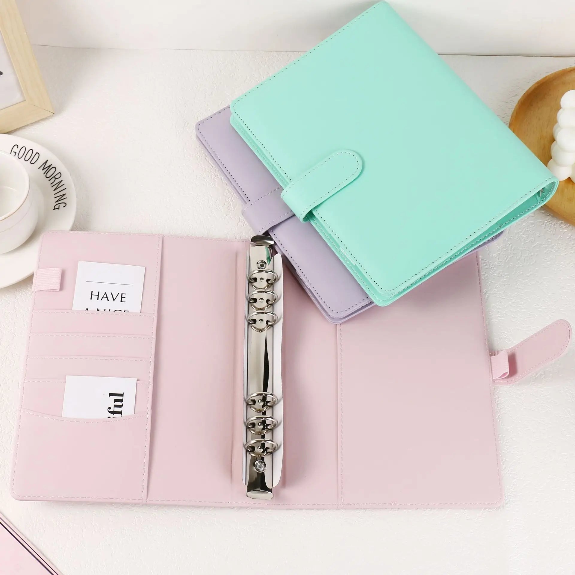 A5 classeur en cuir PU aux couleurs macarons | Planificateur | Album photo DIY et agenda en un