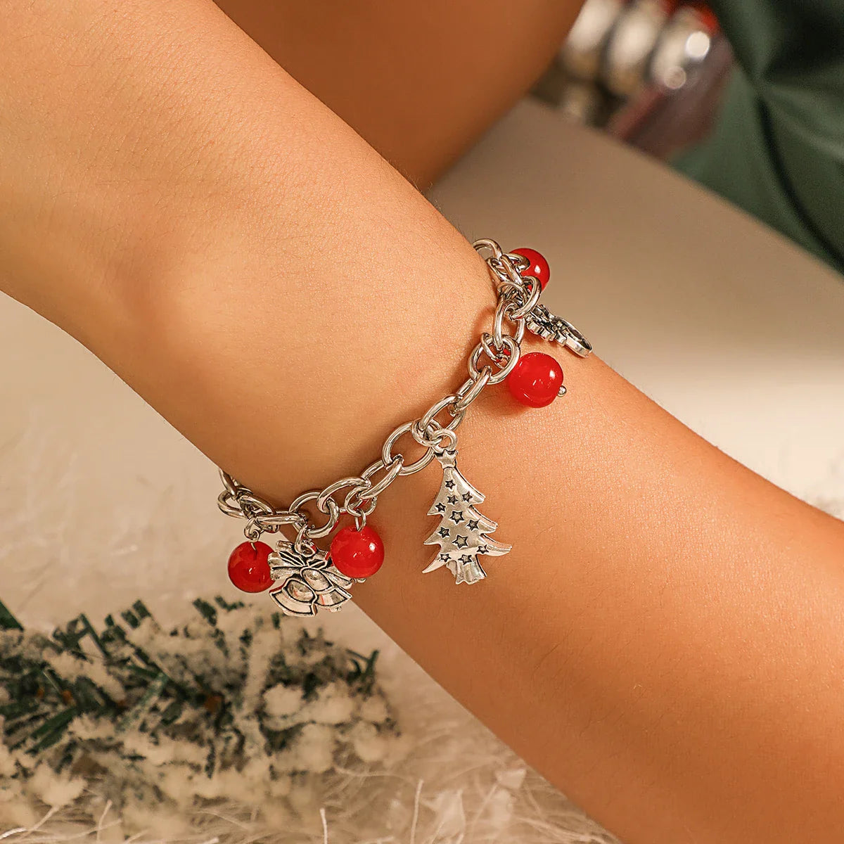 Bracelet en argent charmant de Noël