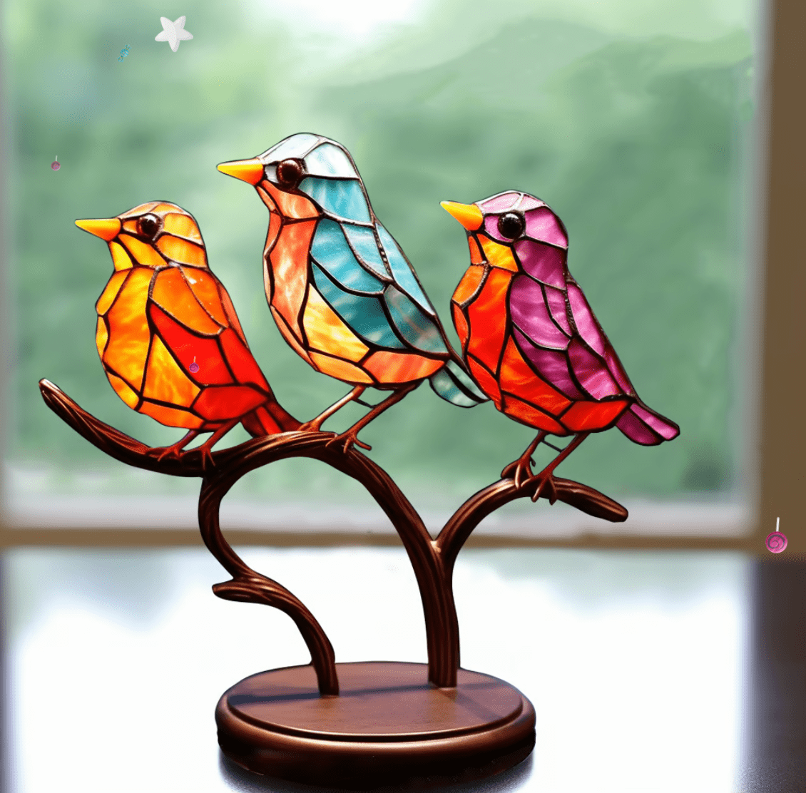 VivaBirds | Découvrez comment ces oiseaux en vitrail remplissent votre espace de couleurs vibrantes