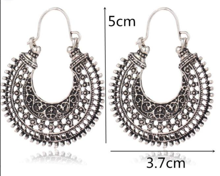 Boucles d'oreilles tibétaines en filigrane en argent 925