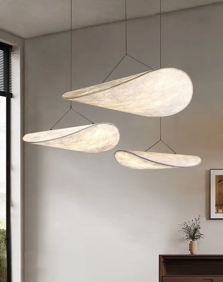 Style Japandi | Lampe de Plafond en Soie | Suspension Élégante | Éclairage Doux | Tissus Luxueux | Décorations Modernes et Traditionnelles | Durable et Écologique | Dimensions : 40/60/80/100 cm | LED Inclus