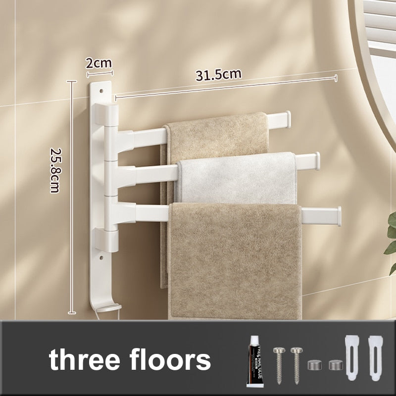 LuxuraElegance Porte-serviettes Pivotant | Monté au mur, autocollant et sans perçage pour une expérience de salle de bain raffinée