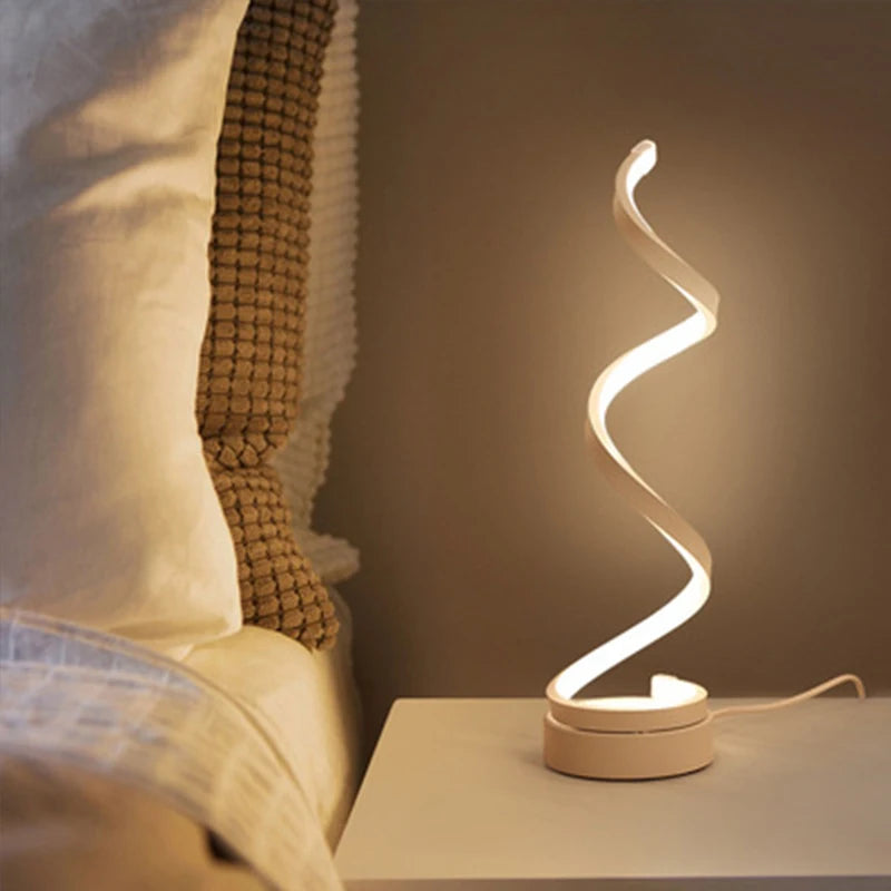 LuxeLumen Lampe de Table LED en Spirale | Luminosité Réglable pour Espaces de Vie et de Travail Élégants