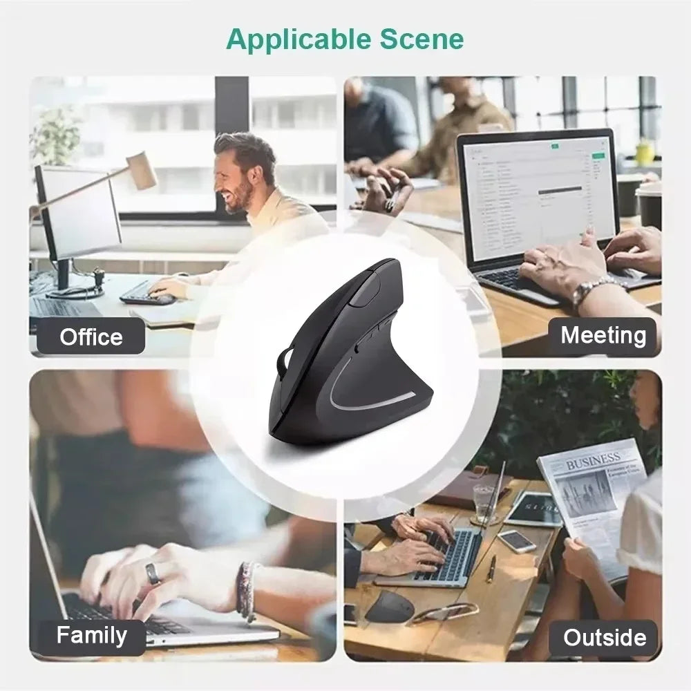 Souris Ergonomique Verticale Silentix 2.4GHz 3 Réglages DPI | Souris Ergonomique | Souris Optique Sans Fil pour Ordinateur Portable & de Bureau