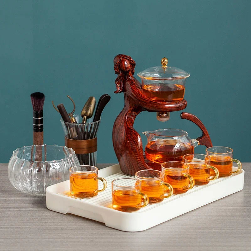 TeaLux Artisan Ensemble de Théière | Ensemble de thé élégant et automatique avec verre résistant à la chaleur et support stylé pour une expérience d'infusion parfaite