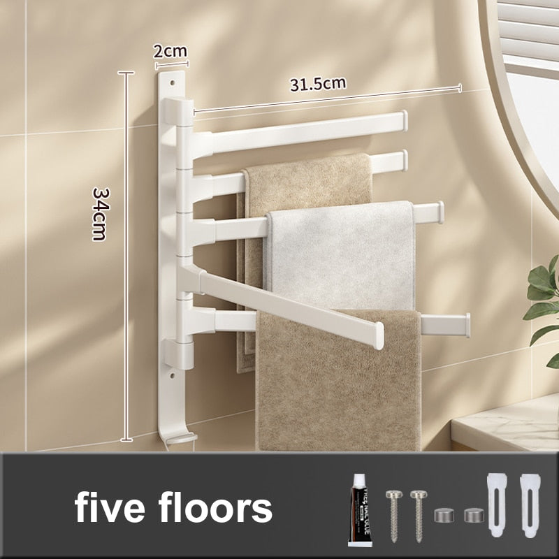 LuxuraElegance Porte-serviettes Pivotant | Monté au mur, autocollant et sans perçage pour une expérience de salle de bain raffinée