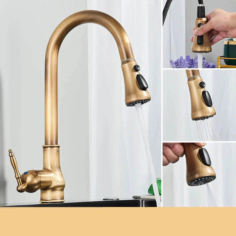 Robinet de cuisine Luxe BrassElegance | Robinet de cuisine en laiton antique pour une apparence intemporelle et une durabilité