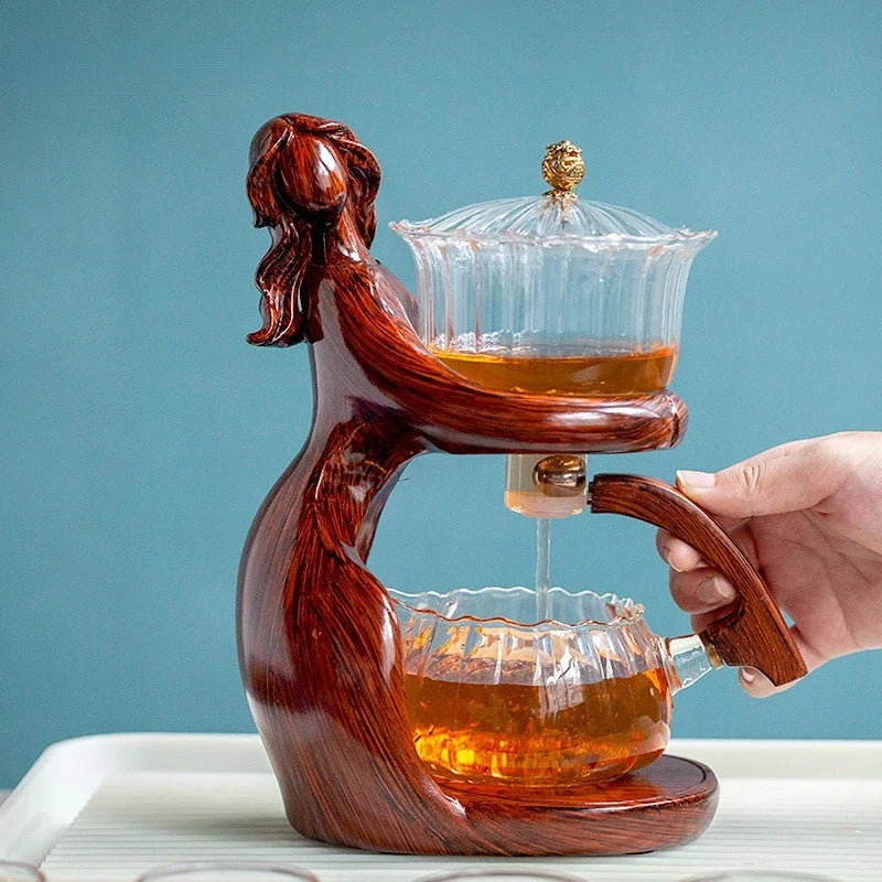 TeaLux Artisan Ensemble de Théière | Ensemble de thé élégant et automatique avec verre résistant à la chaleur et support stylé pour une expérience d'infusion parfaite