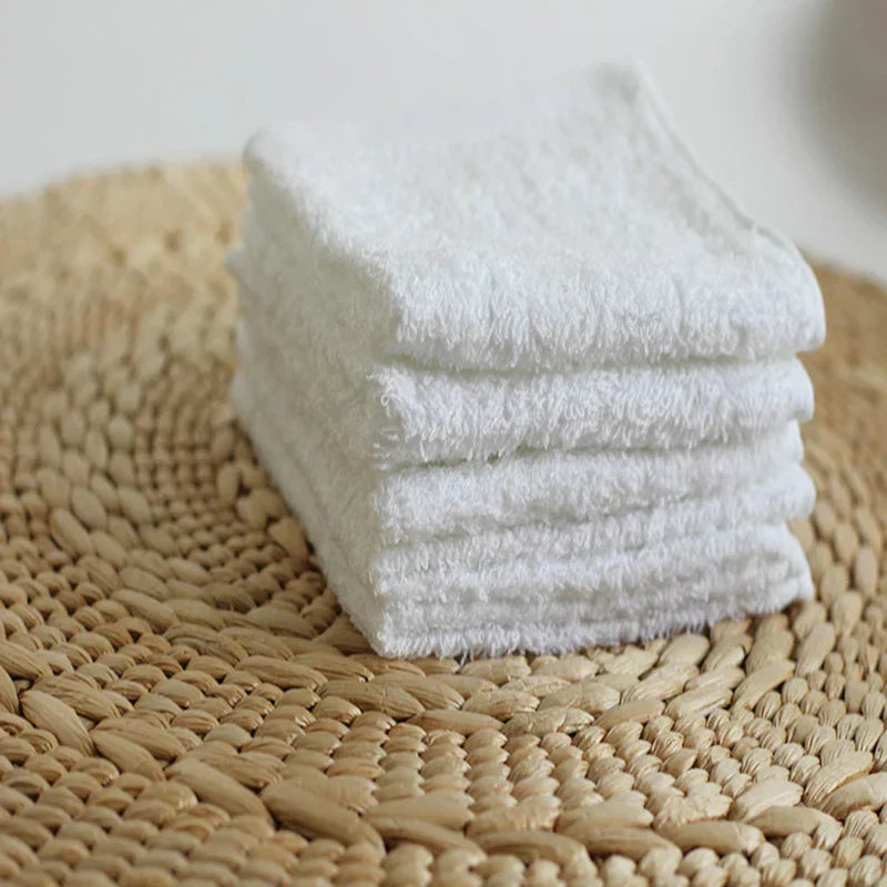 10 Pièces Serviettes de Visage en Coton Doux Blanc Hôtel