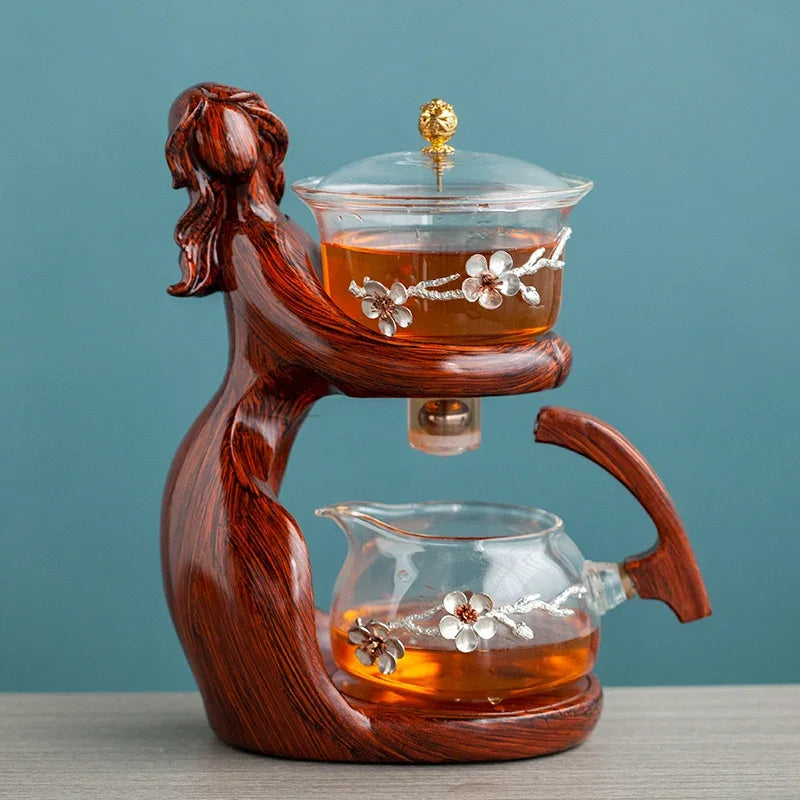 TeaLux Artisan Ensemble de Théière | Ensemble de thé élégant et automatique avec verre résistant à la chaleur et support stylé pour une expérience d'infusion parfaite