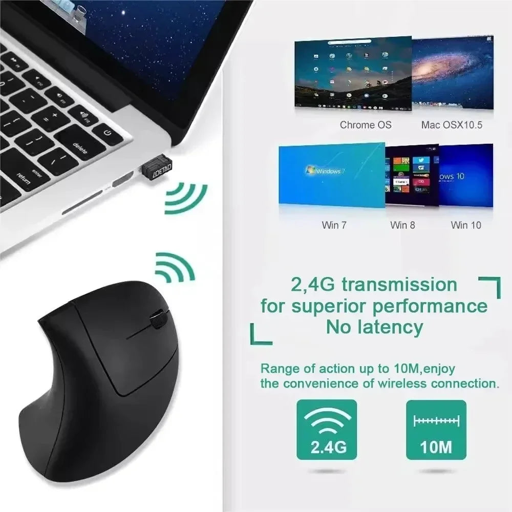 Souris Ergonomique Verticale Silentix 2.4GHz 3 Réglages DPI | Souris Ergonomique | Souris Optique Sans Fil pour Ordinateur Portable & de Bureau