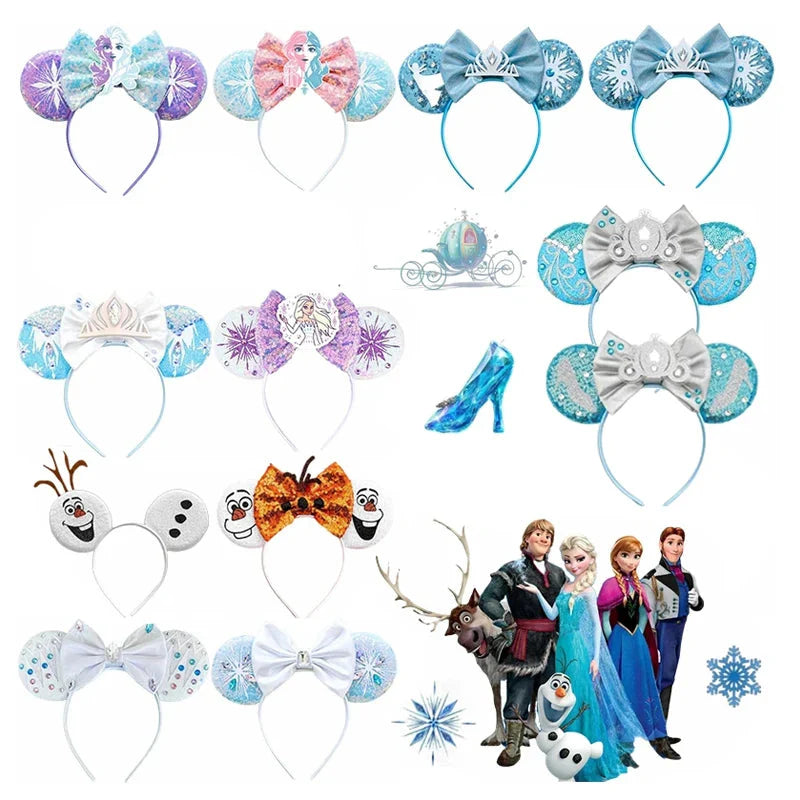 Accessoires de cheveux Frozen – Bandeaux Elsa et Anna avec oreilles de Mickey Mouse pour filles