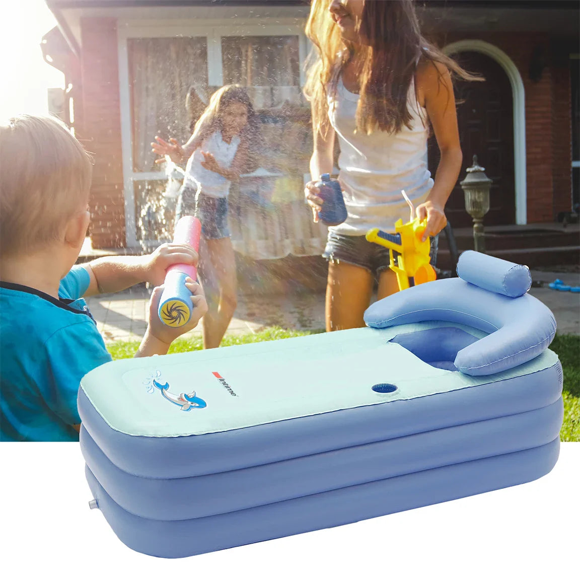 Baignoire Gonflable pour Bébé avec Support Coussin – Piscine Confortable et Sûre pour Bébé