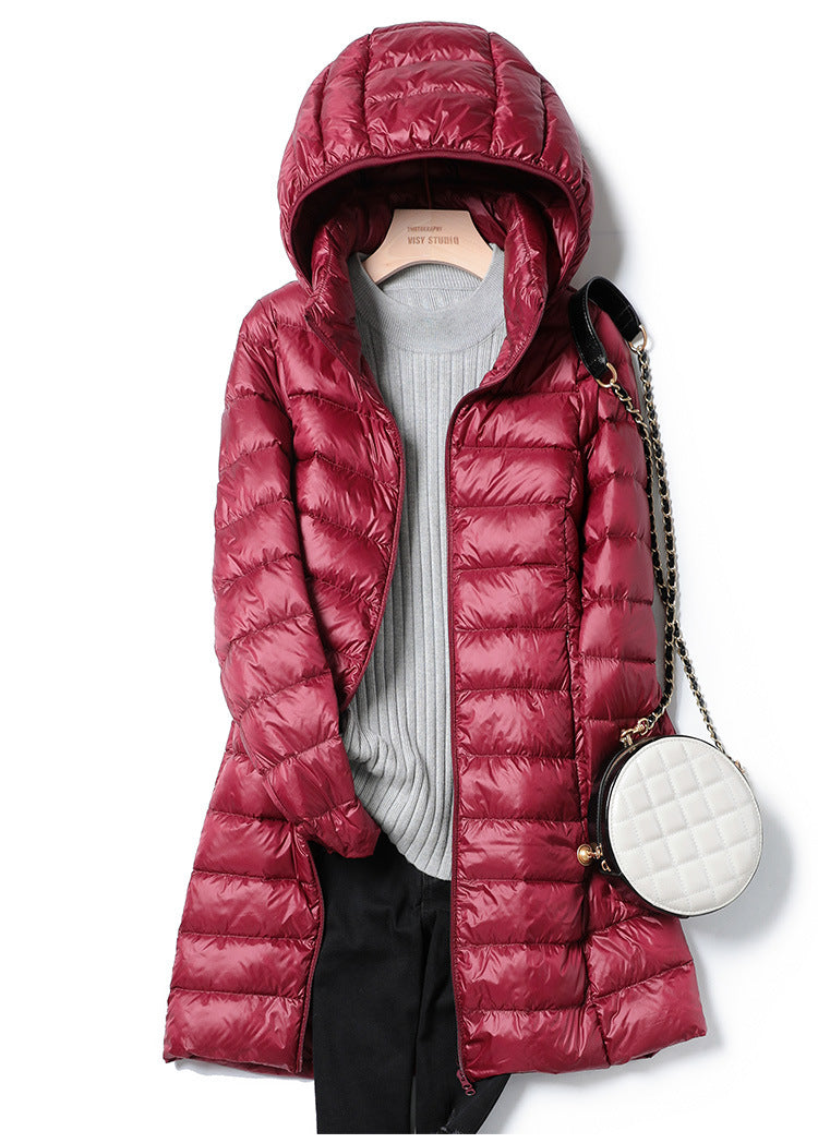 Veste polaire légère pour femmes | Veste en duvet ultra-légère et fine avec capuche amovible