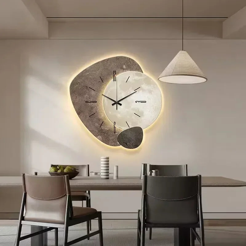 LuxeAura Horloge Murale Élégante | Design moderne avec éclairage d'ambiance et créativité