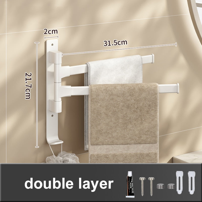 LuxuraElegance Porte-serviettes Pivotant | Monté au mur, autocollant et sans perçage pour une expérience de salle de bain raffinée