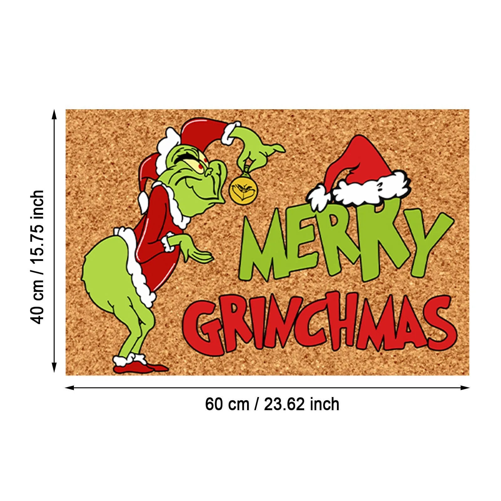 Tapis de porte de Noël avec design Grinch - Accueil Joyeux pour les Fêtes