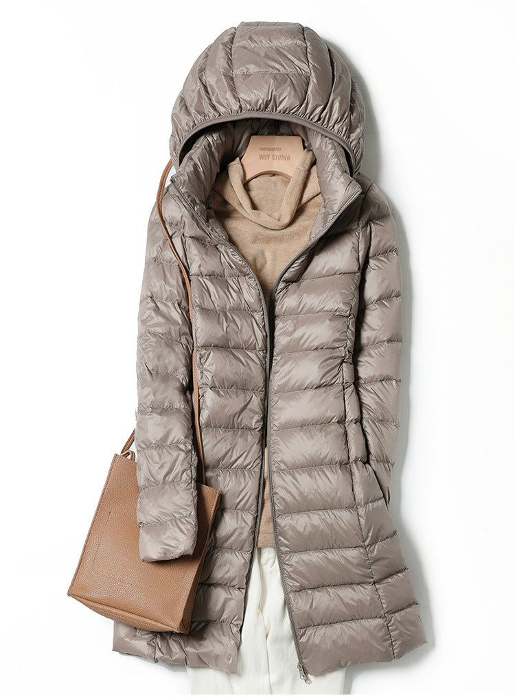 Veste polaire légère pour femmes | Veste en duvet ultra-légère et fine avec capuche amovible