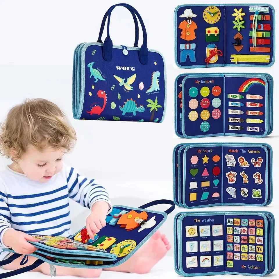 Tableau Sensoriel Montessori Luxe pour Tout-Petits | Tableau d'activités en feutre engageant conçu pour améliorer la motricité fine et l'intelligence sensorielle chez les jeunes enfants, parfait pour l'éducation précoce et des cadeaux réfléchis.