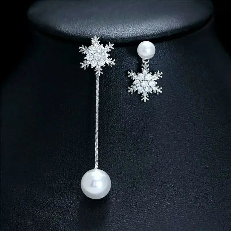 Boucles d'oreilles en goutte flocon de neige