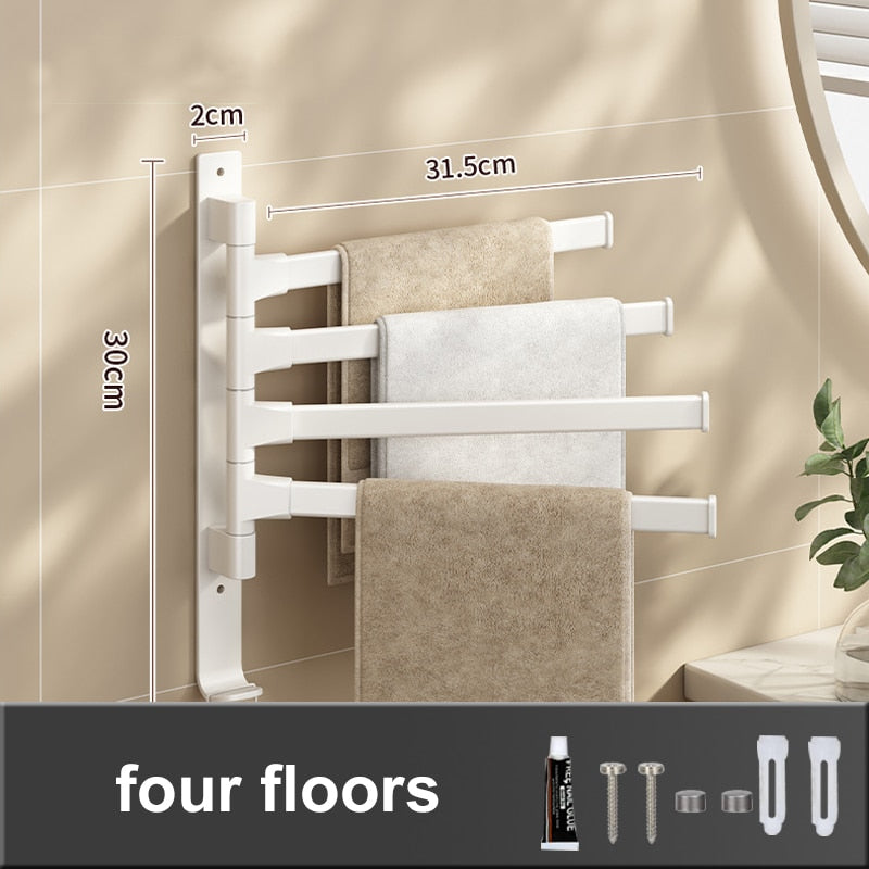 LuxuraElegance Porte-serviettes Pivotant | Monté au mur, autocollant et sans perçage pour une expérience de salle de bain raffinée