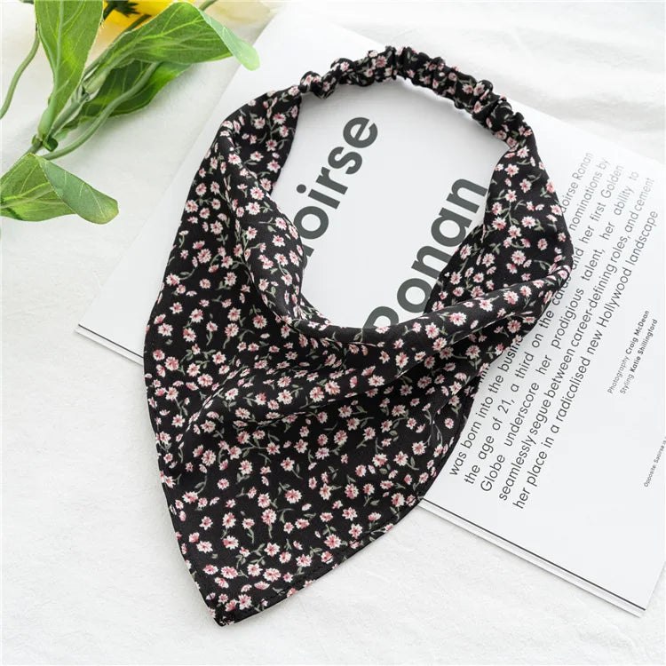 Bandana Vintage Fleurs d'Été 2022 – Accessoires de Cheveux Élégants pour Femmes et Filles