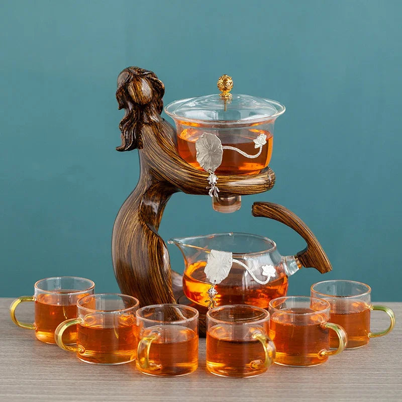 TeaLux Artisan Ensemble de Théière | Ensemble de thé élégant et automatique avec verre résistant à la chaleur et support stylé pour une expérience d'infusion parfaite