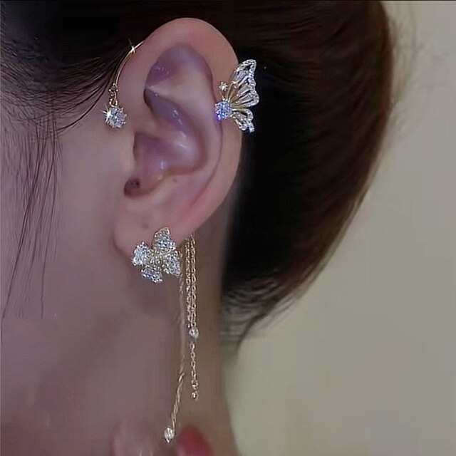 Boucles d'oreilles en forme de papillon scintillantes