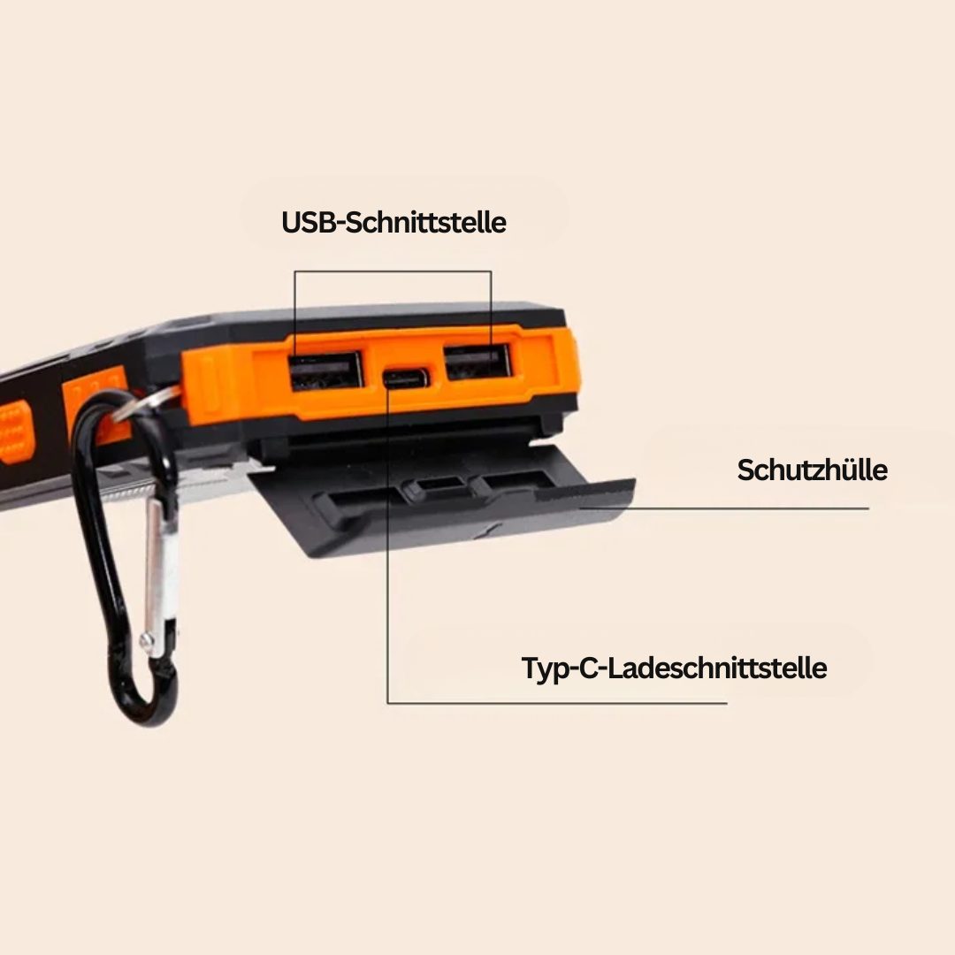 Batterie externe solaire avec lampe de poche – SolarCharge Pro