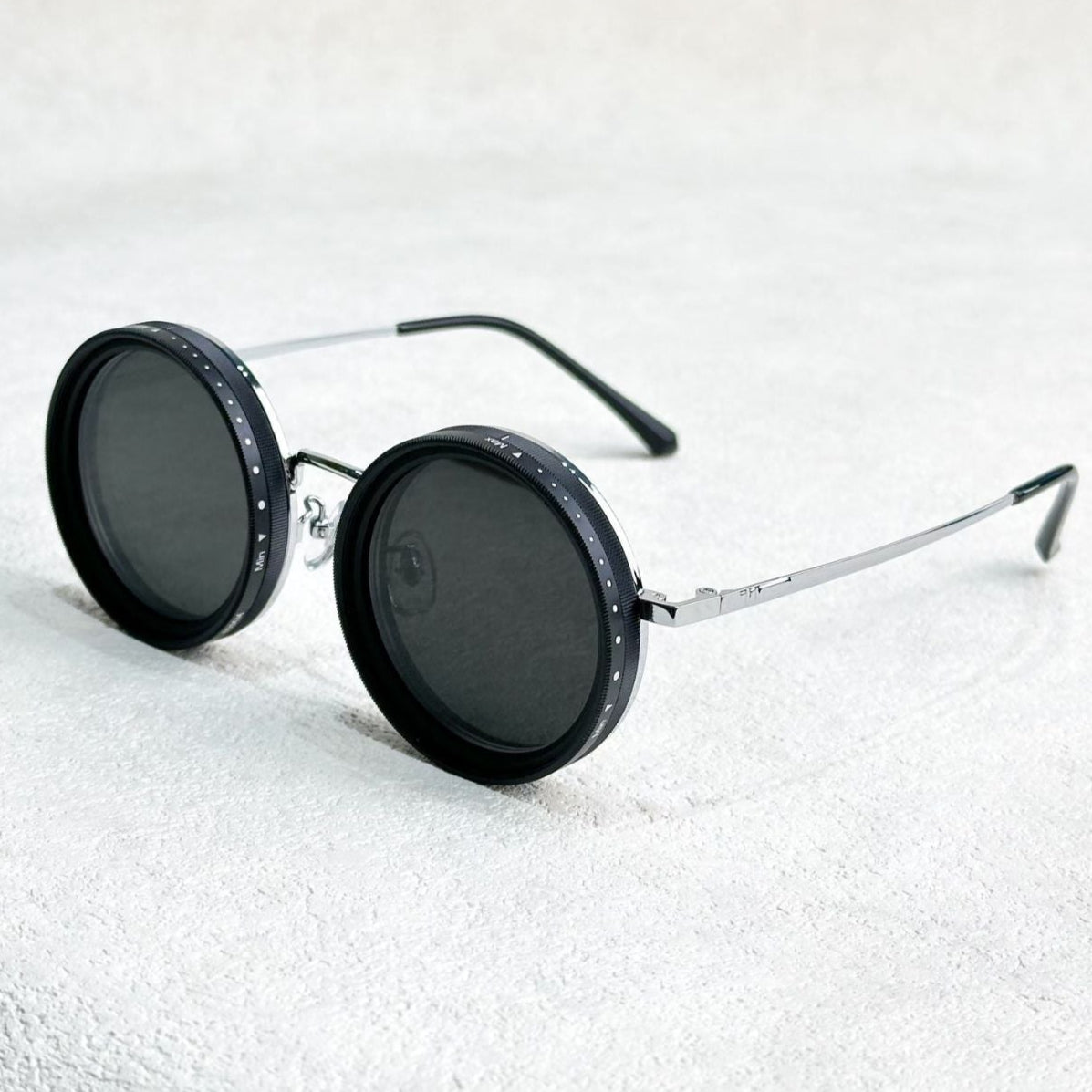 Unisexe - Lunettes de soleil rondes - Réduction de lumière réglable - Métal polarisé