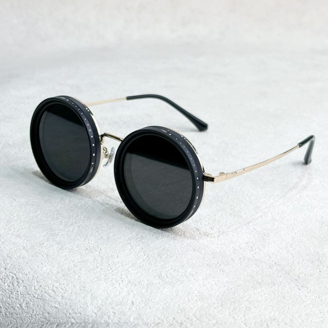 Unisexe - Lunettes de soleil rondes - Réduction de lumière réglable - Métal polarisé