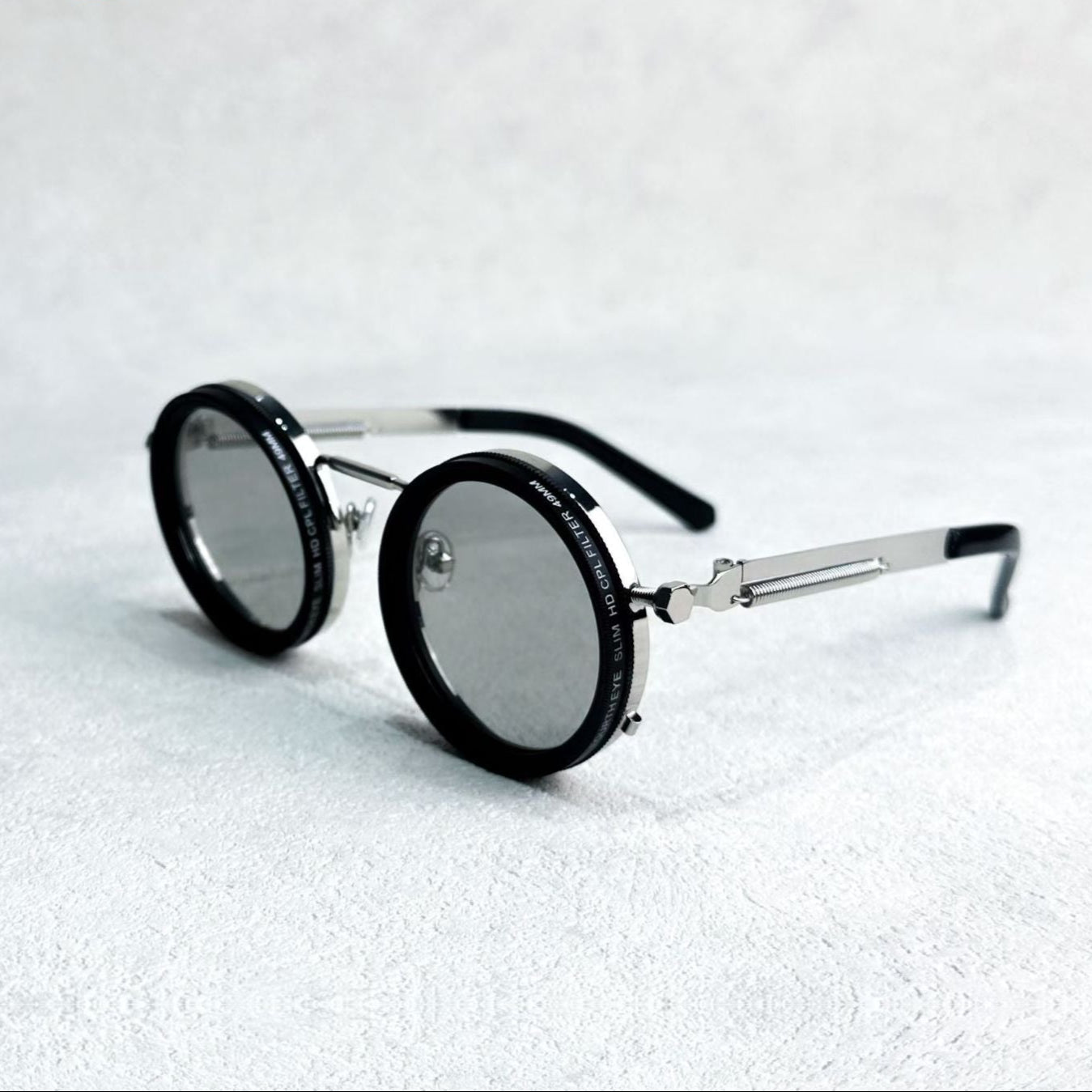 Unisexe - Lunettes de soleil rondes - Réduction de lumière réglable - Métal polarisé
