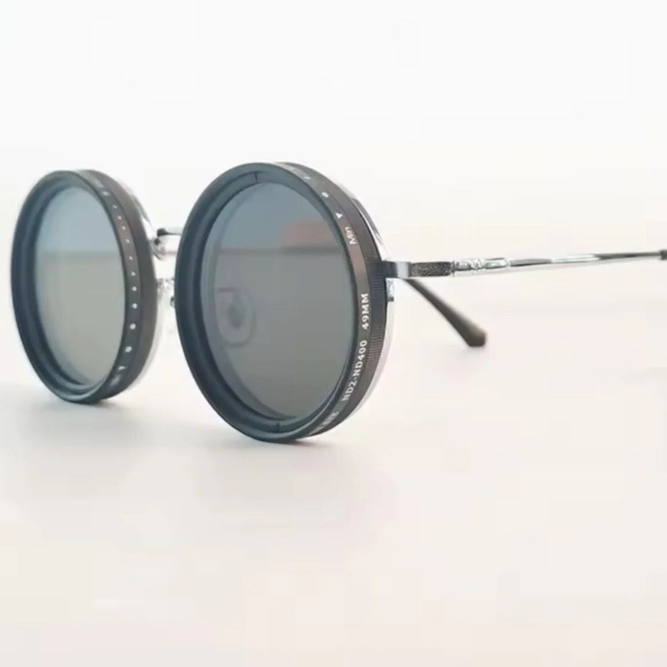 Unisexe - Lunettes de soleil rondes - Réduction de lumière réglable - Métal polarisé