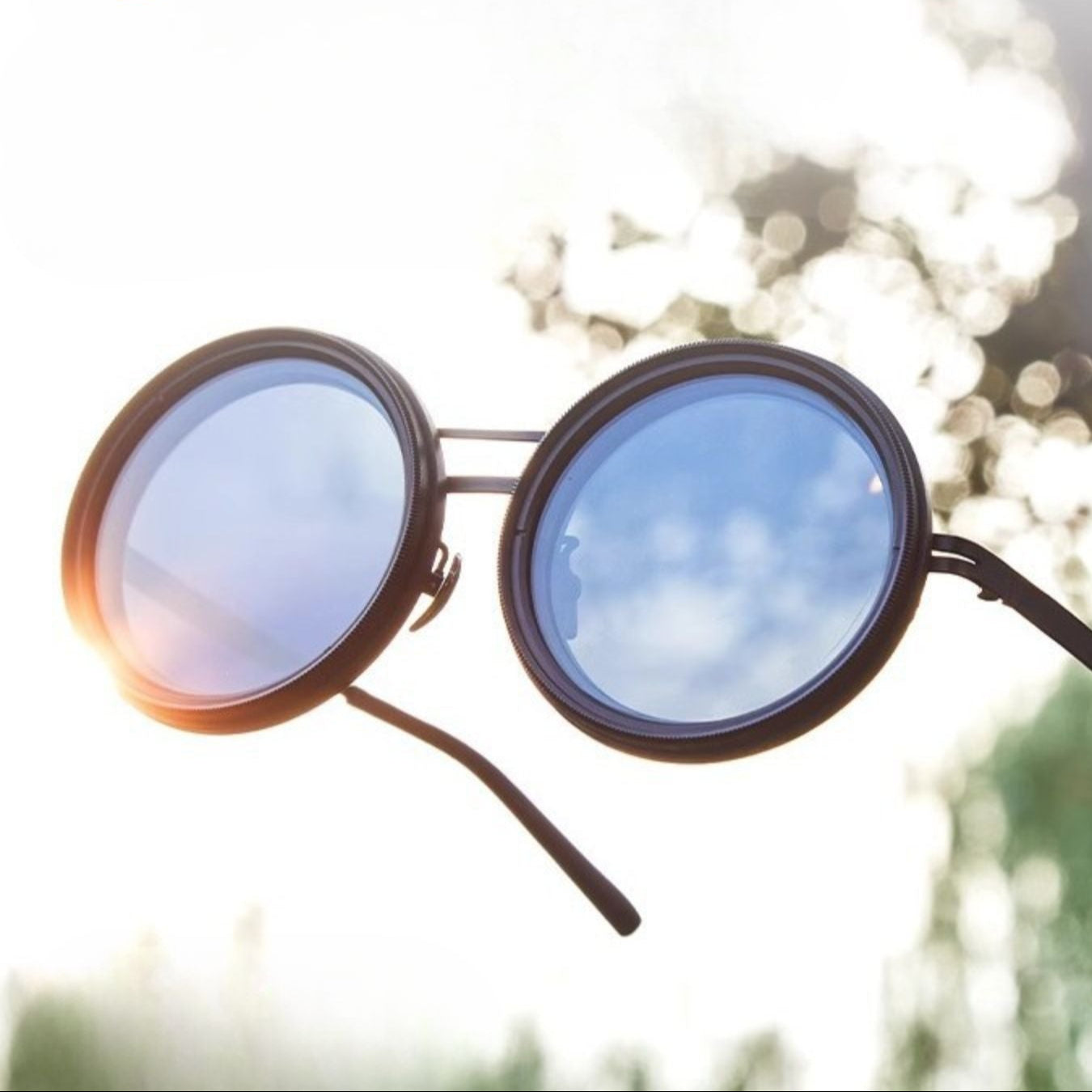 Unisexe - Lunettes de soleil rondes - Réduction de lumière réglable - Métal polarisé