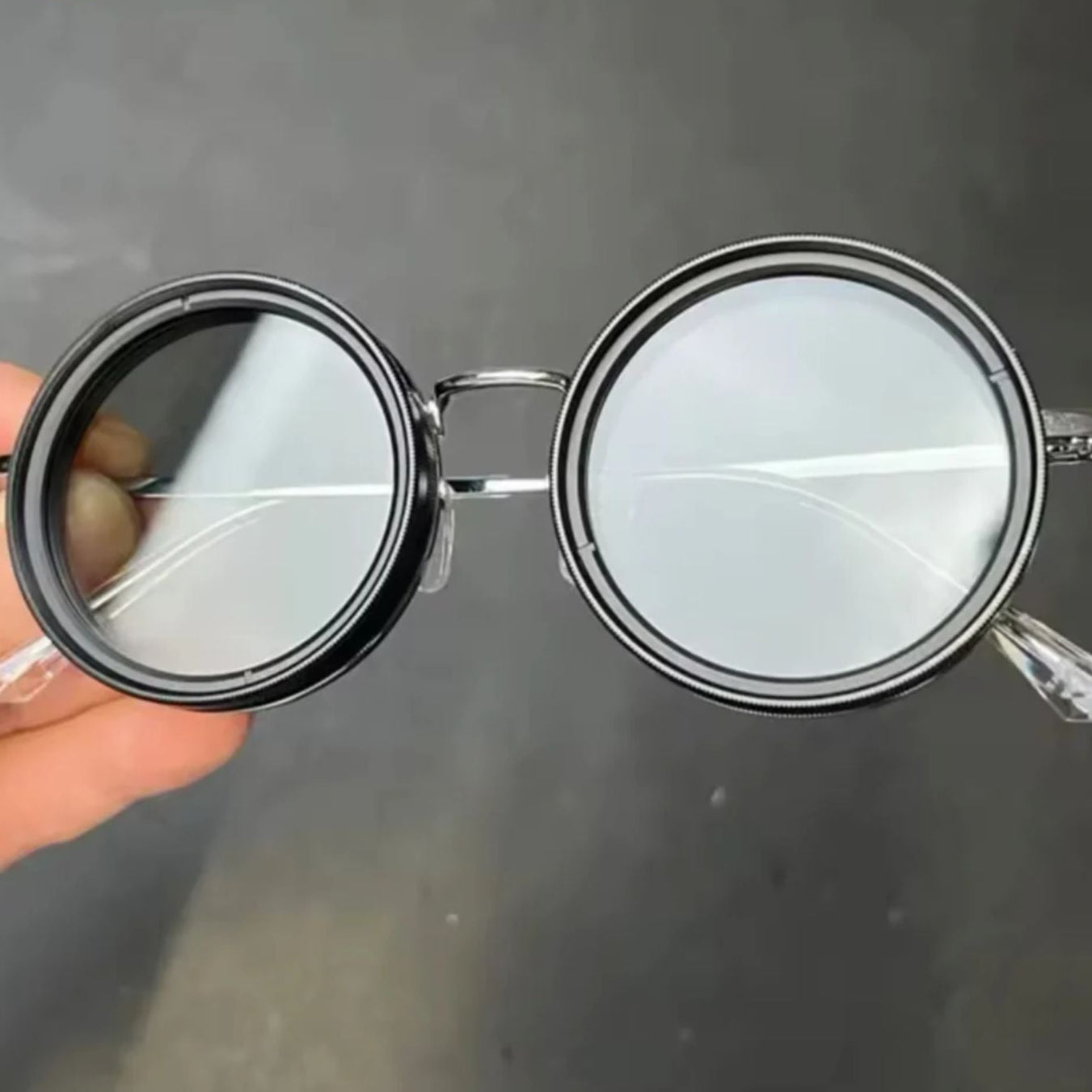 Unisexe - Lunettes de soleil rondes - Réduction de lumière réglable - Métal polarisé