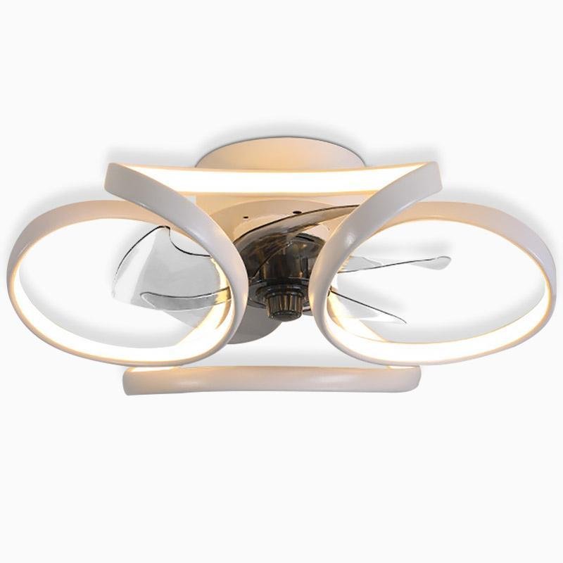 Ventilateur de plafond LED encastré avec télécommande - Design moderne en forme de fleur pour l'éclairage du salon et de la chambre
