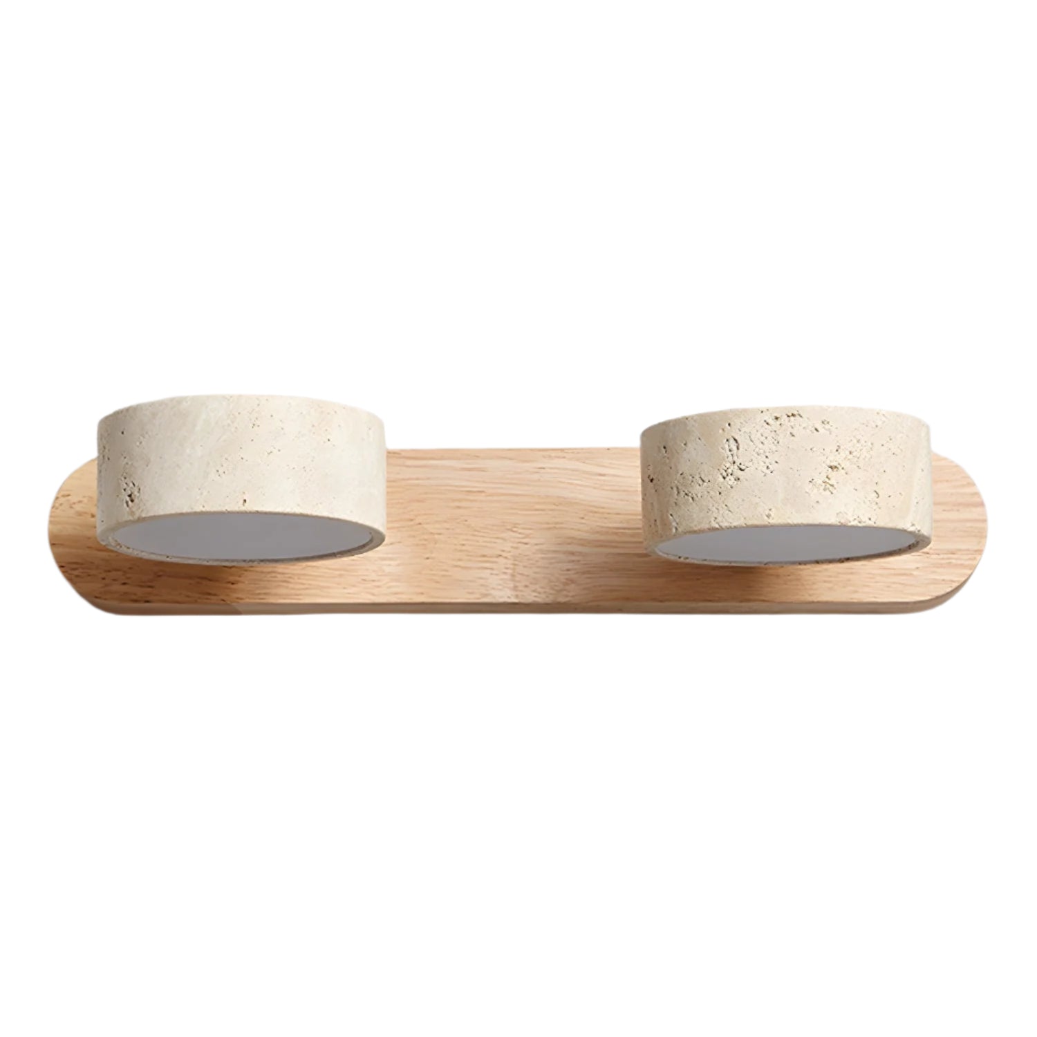 Applique Murale Duo en Travertin – Élégante Lampe Murale en Pierre Naturelle et Bois LED