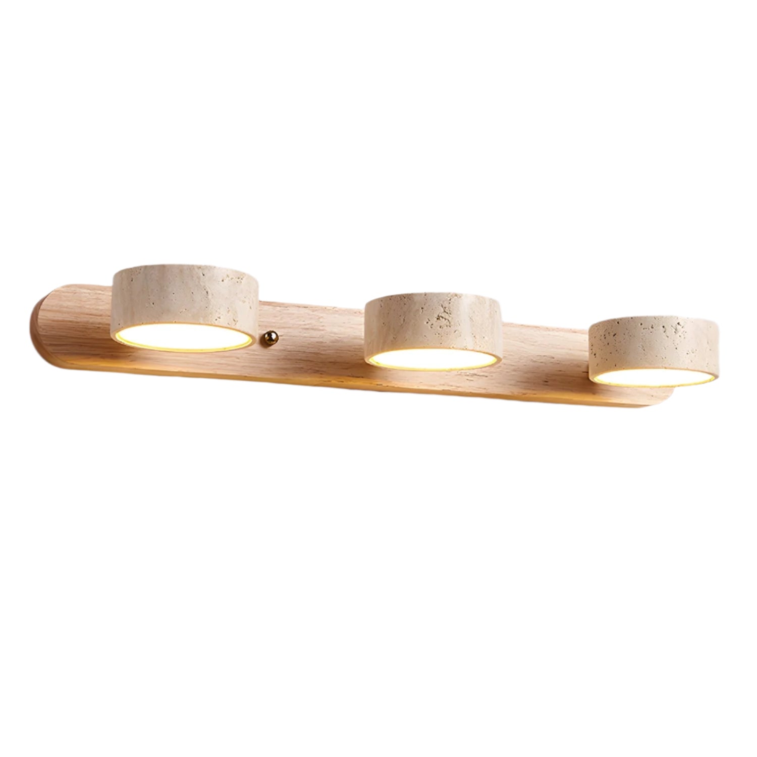 Applique Murale Duo en Travertin – Élégante Lampe Murale en Pierre Naturelle et Bois LED