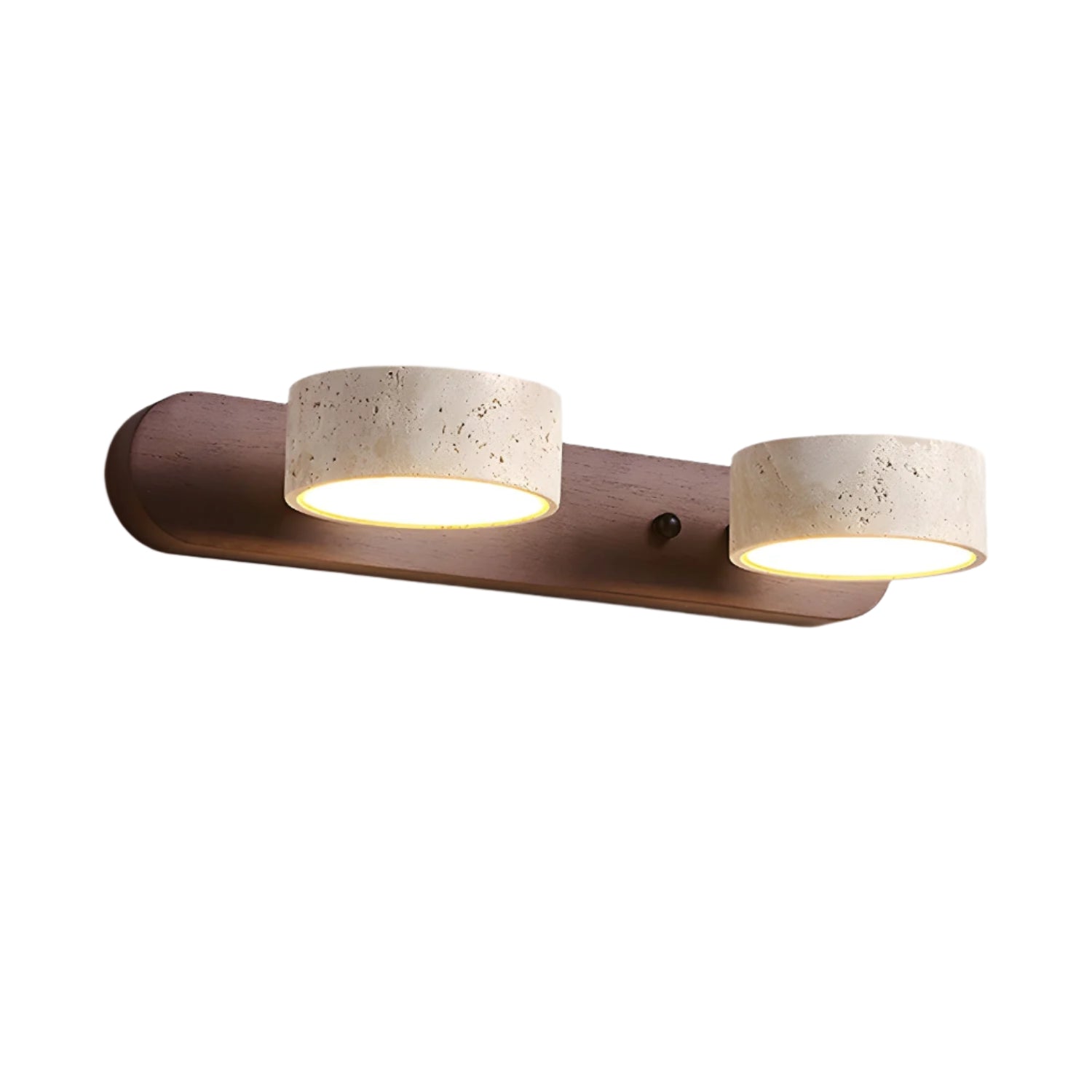 Applique Murale Duo en Travertin – Élégante Lampe Murale en Pierre Naturelle et Bois LED