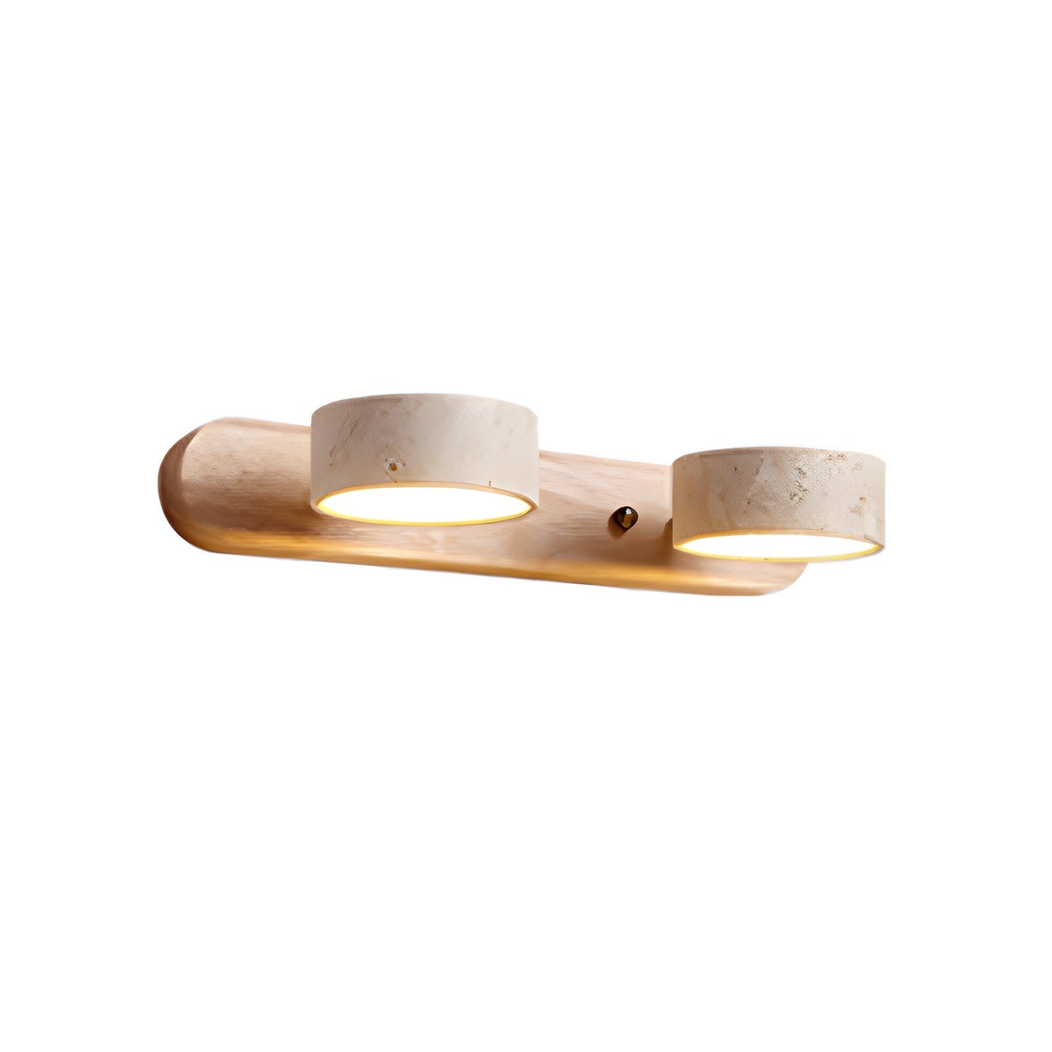 Applique Murale Duo en Travertin – Élégante Lampe Murale en Pierre Naturelle et Bois LED